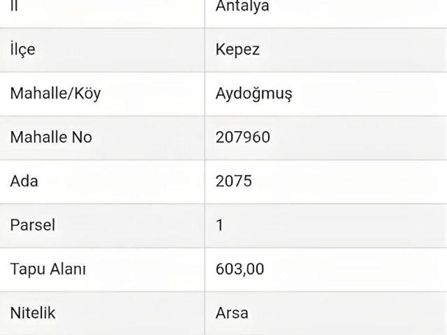 AYDOĞMUŞ MAHALLESİNDE İMARLI KÖŞE KONUT ARSASI