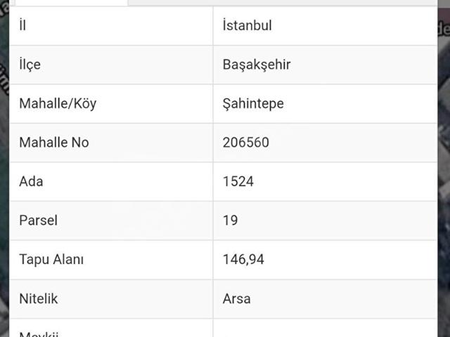 Başakşehir Şahintepe Satılık Konut İmarlı 147 mArsa