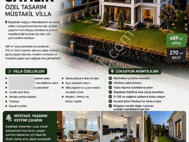 Başiskele Yeşilyurt'ta Satılık Özel Tasarım Müstakil Villa
