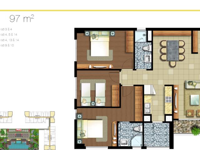 Bán căn hộ Lexington Quận 2 3 phòng ngủ full nội thất view thoáng mát
