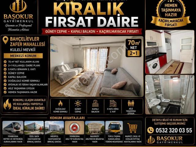 Başokur'dan Bahçelievler Yenibosna Metrobüse 5 Dk 2+1 Kiralık