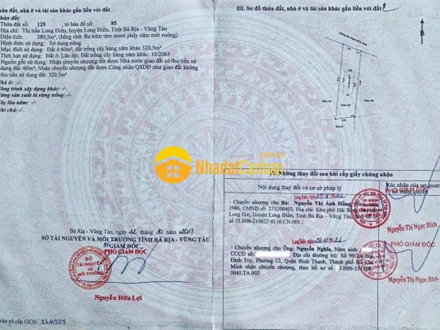 Bán 380,6mv đất mt đường số 8 p. Long điền bà rịa vũng tàu, tp. Hcm 9.3tỷ lh0918656