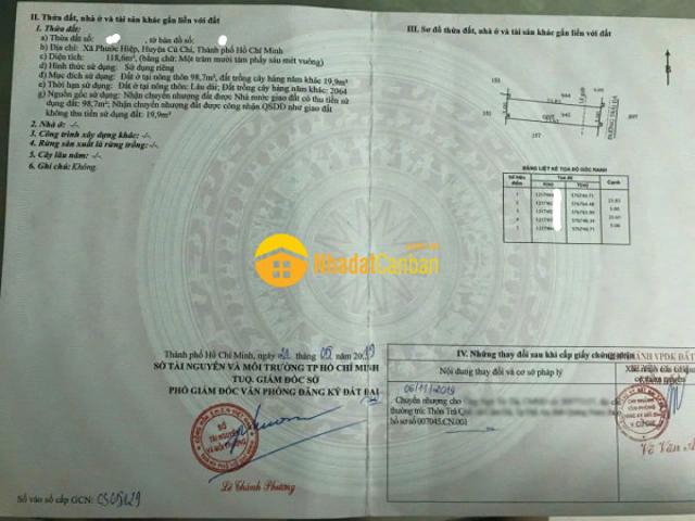 Bán căn nhà cấp 4 tại phước hiệp củ chi 650tr shr