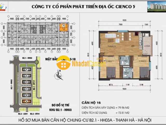 Bán căn góc 2 ngủ full đồ view hồ chung cư thanh hà
