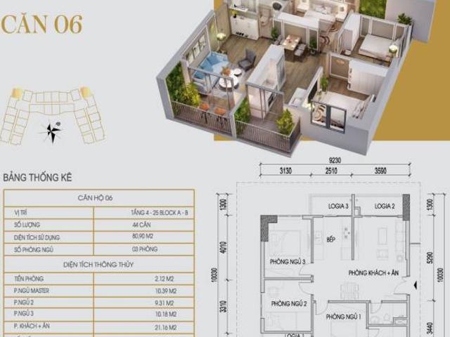 Bán căn góc A2206 Tecco Diaomond 80m2 quà tặng tới 65tr động