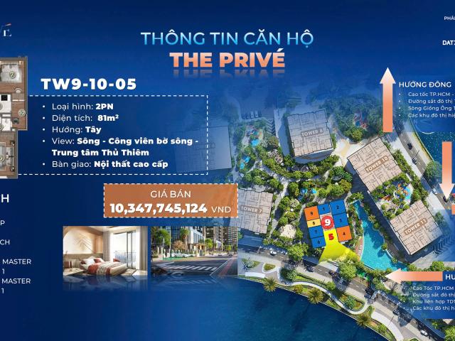 Bán căn hộ 2 PN dự án The Prive trung tâm quận 2 view ba mặt giáp sông. Chỉ 10% ký Hợp đồng mua bán