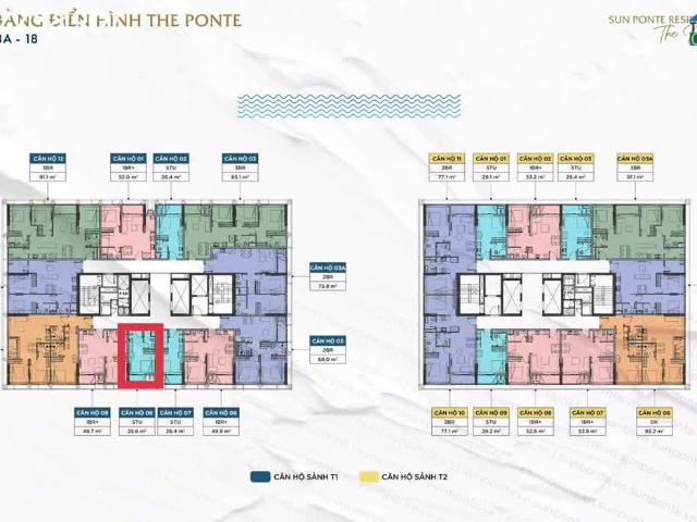 Bán căn Studio 25.8m2 Sun Ponte tầng cao view đẹp, giá 2 tỷ 750tr, sở hữu lâu dài