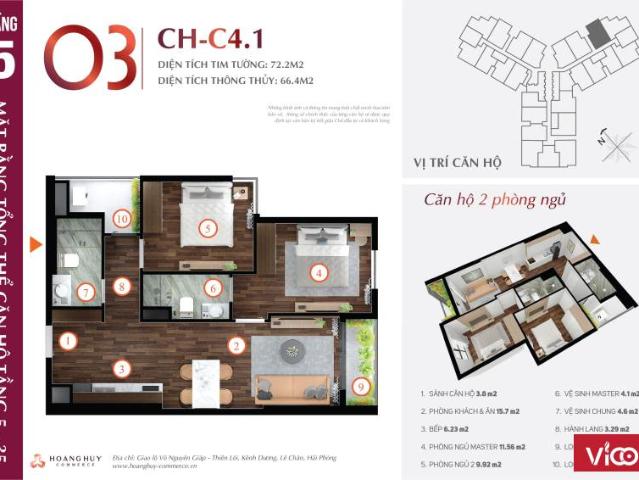 Bán căn 03 tầng 12 giá mở bán Hoàng Huy Commerce
