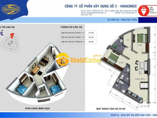 Bán căn 1809 tòa b vinaconex2 3 ngủ 2,86 tỷ trung tâm quận hoàng mai 0812071