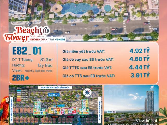 BÁN CĂN 2PN+ TẠI BLANCA CITY BEACHTRO TOWER VIEW HỒ BƠI GIÁ BÁN 4.92 TỶ
