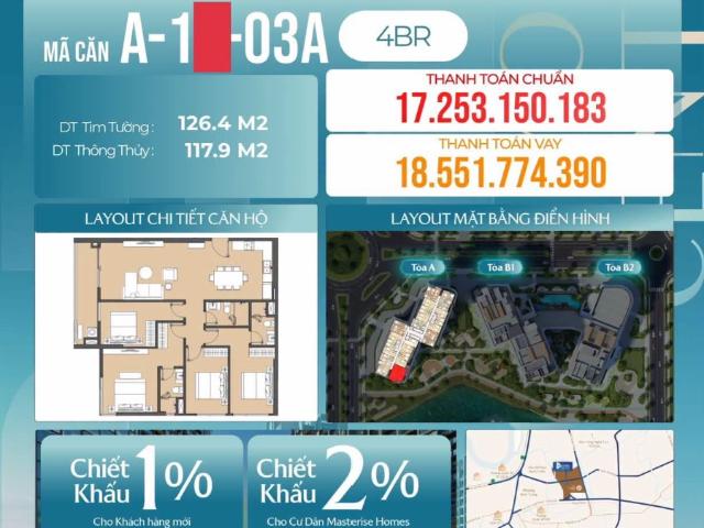 BÁN CĂN 4PN COSMO CENTRAL THE GLOBAL CITY VIEW NHẠC NƯỚC GIÁ BÁN 17.2 TỶ