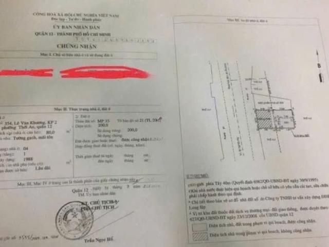 Bán Chia Tài Sản Đất 20x21 Vip Ngay Mặt Tiền Lê Văn Khương, Thới An, Q. 12
