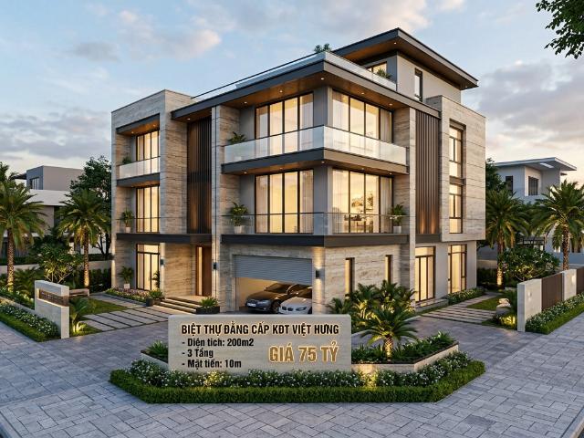 Bán biệt thự việt hưng 200m2 3 tầng thô an sinh đỉnh 75 tỷ