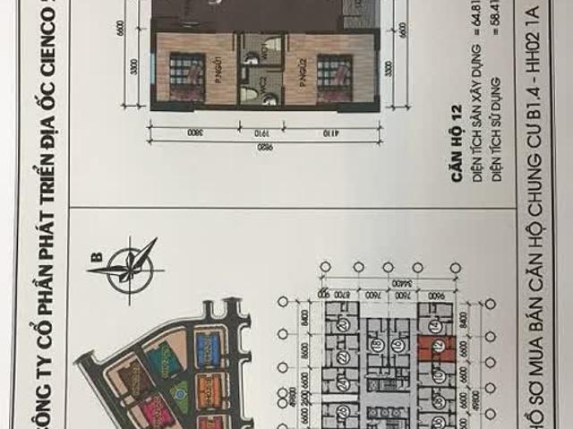 Bán gấp căn hộ 1112 HH02 khu B1.4 Thanh Hà Cienco 5, giá hợp lý