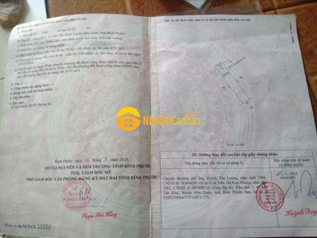 Bán gấp lô đất 510m, 1,45 tỷ, tân khai, hớn quảng, bình phước