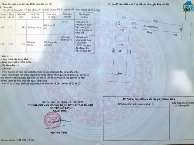 Bán Gấp 58M 2 Mặt Tiền, Tổ 10 TT Quang Minh, Đường Bàn Cờ, Gần Bìa Làng, Cc