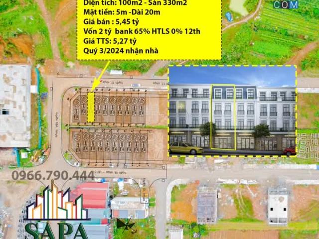Bán lô LK độc đắc 100m2 cả nhà và đất 4 tầng, phố Mây Sapa City Clouds, vốn từ 2 tỷ