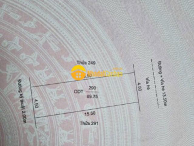 Bán lô đất 69.75m2 mặt đường trần huy liệu, ph tứ minh, tp hd, mt 4.5m, hướng đông