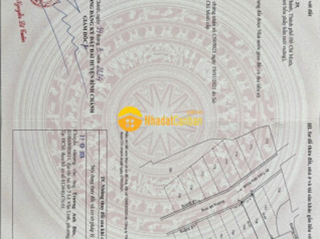 Bán lô đất 2 mặt tiền đường trịnh như khuê, chợ bình chánh giá chỉ 1 tỷ 6, shr, công chứng ngay