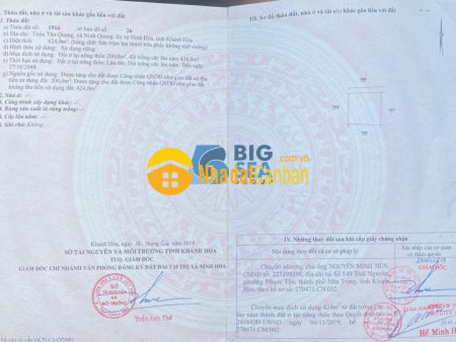 Bán lô đất sẵn nhà ở 624m2 tại ninh quang ninh hòa khánh hòa