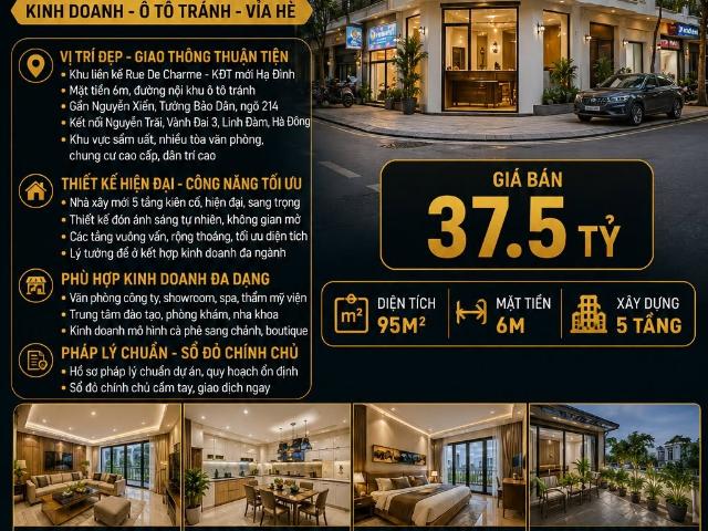 Bán liền kề nguyễn xiển thanh xuân kinh doanh ô tô tránh 95m2 mt 6m giá 37.5 TỶ