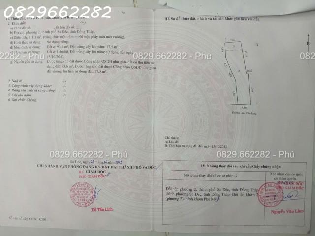 Bán nhà mặt tiền Lưu Văn Lang P2, Sa Đéc. DT 111m2, 3PN, Hướng Nam, Sổ Hồng. Giá 1.8 tỷ