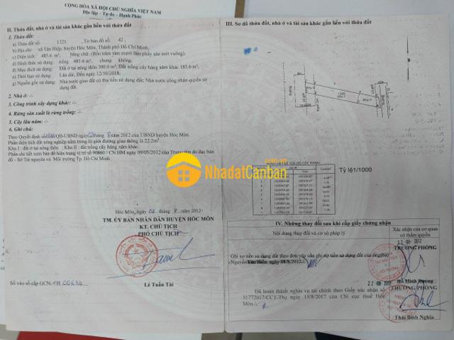 Bán nhà mặt tiền 9m, 486m2 giá 17.08 ty, tân hiệp, hóc môn