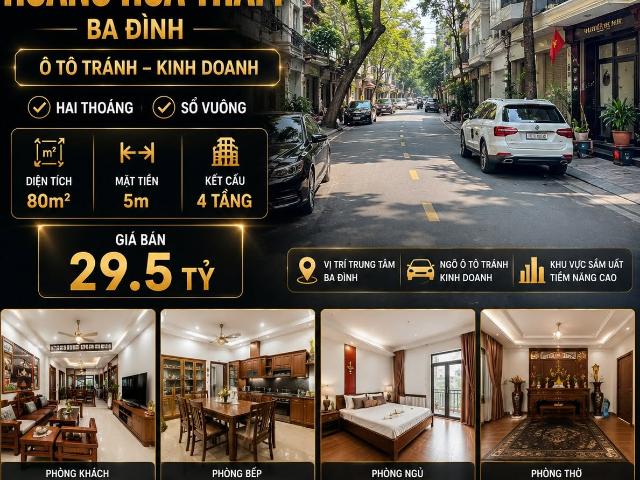 Bán nhà hoàng hoa thám ba đình ô tô tránh kinh doanh hai thoáng 80m2 4 tầng mt 5m 29.5 TỶ