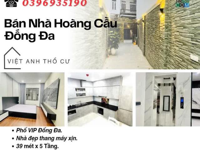 Bán nhà Phố Hoàng Cầu, Vị Trí Trung Tâm, Nhà Mới, Gần Hồ, 39mx5T, Giá: 9.9 Tỷ, Lh: 0396935