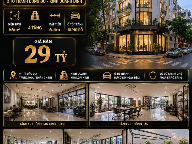 Bán nhà pl ngụy như kon tum thanh xuân ô tô tránh kd 66m2 4 tầng mt 6.5m 29 tỷ