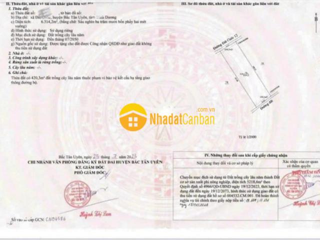 Bán đất xây kho xưởng tại xã đất cuốc, huyện bắc tân uyên, bình dương