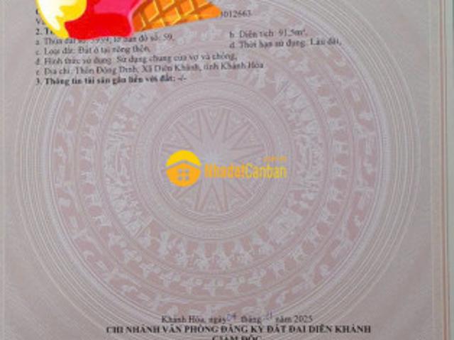 Bán đất diên toàn giá rẻ full thổ thôn đông dinh gần khu tái định cư