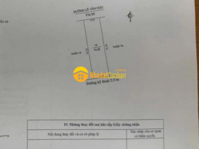 Bán đất mặt phố lê văn hưu, khu vạn lộc, ph tứ minh, tp hd, 74.25m2, mt 4.5m, giá chỉ 3.3 tỷ