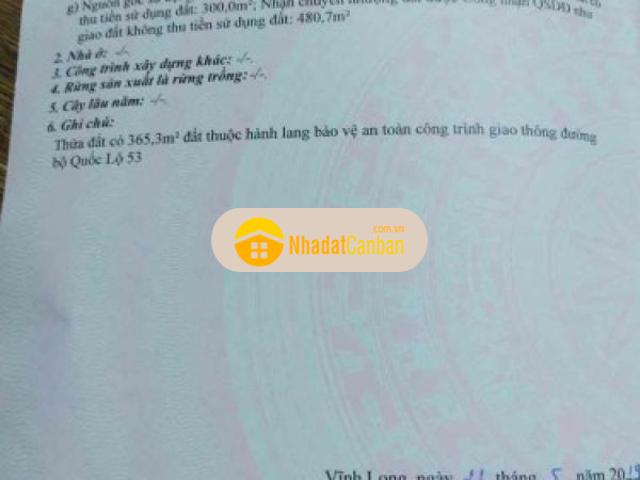 Bán thửa đất đẹp măt tiền ql 53