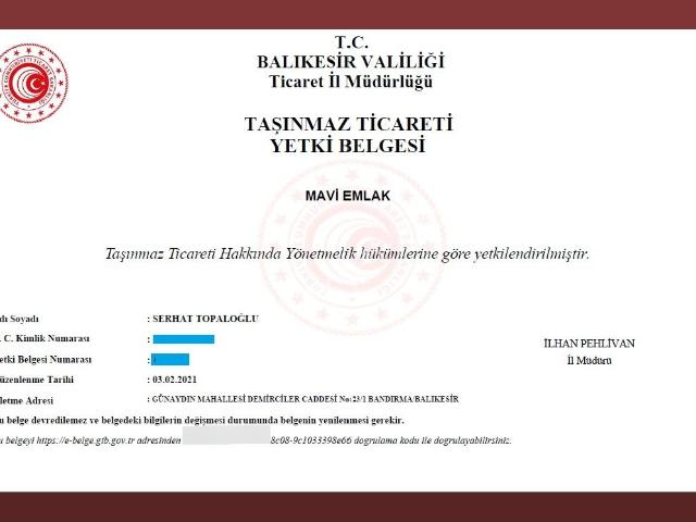 Bandırma Mavi Emlaktan İhsaniye Mah. 3+1 Satılık Daire