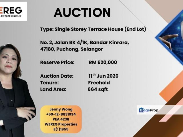 Bandar Kinrara, Selangor, Malaysia_Single Storey Terrace End Lot FOR AUCTION