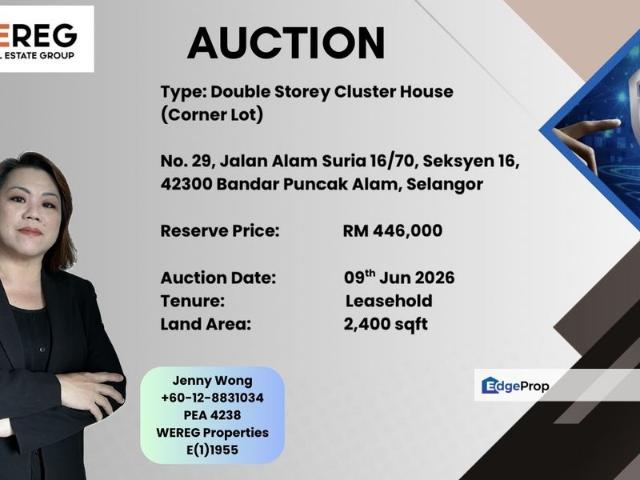 Bandar Puncak Alam, Kuala Selangor, Selangor, Malaysia_Double Storey Cluster Corner Lot FOR AUCTION