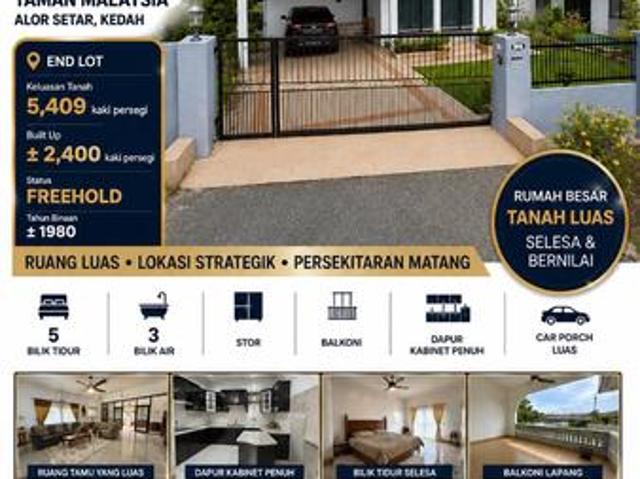 Banglo luas di tengah2 bandar Alor Setar Kejiranan matang