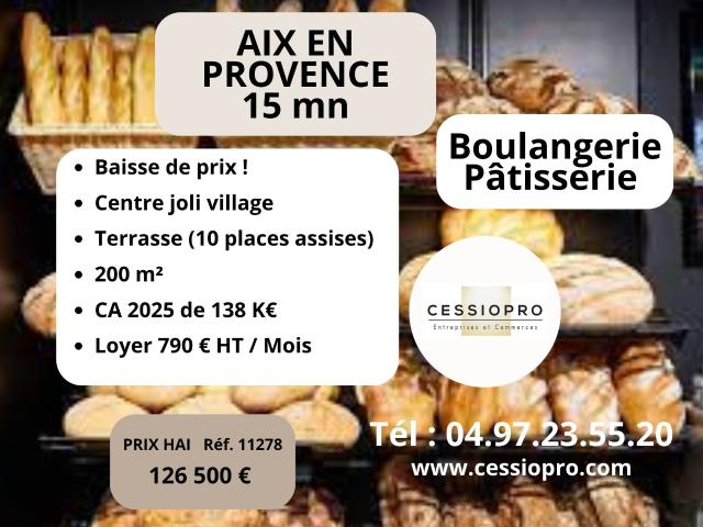 BAISSE DE PRIX ! BOULANGERIE PÂTISSERIE FINE DANS UN JOLI VILLAGE A 15min D’AIX EN PROVENCE