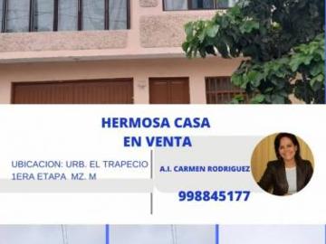 ¡ BAJO DE PRECIO ¡ OPORTUNIDAD UNICA HERMOZA Y AMPLIA CASA EN URB. EL TRAPECIO 1ERA ETAPA