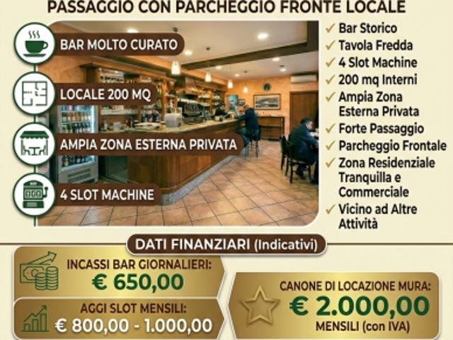 Bar con 4 slot su strada di forte passaggio rif. BAR535