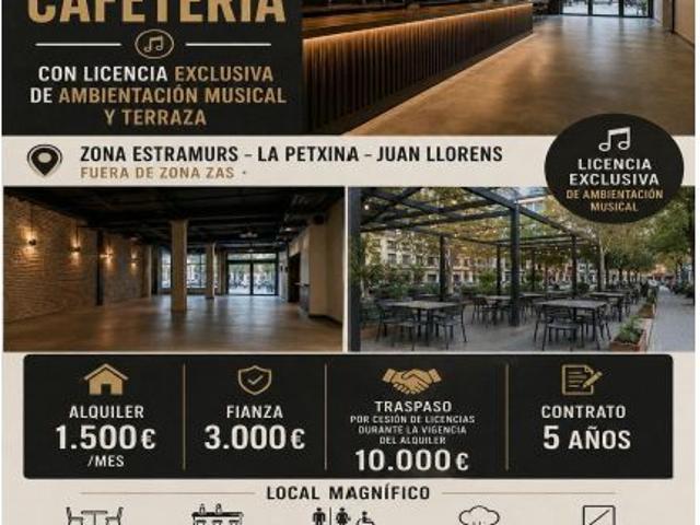?️ BAR–CAFETERÍA EN TRASPASO CON LICENCIA EXCLUSIVA DE AMBIENTACIÓN MUSICAL Y TERRAZA