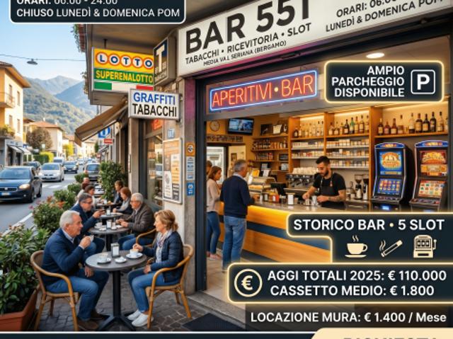 Bar tabacchi con 5 slot e ampio parcheggio rif. BAR551