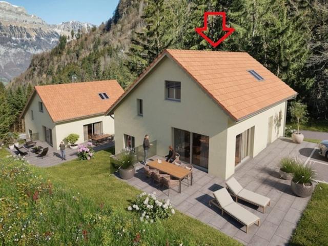 Bauland mit bewilligtem Einfamilienhaus Projekt in Oberterzen, ruhige Lage mit Bergsicht