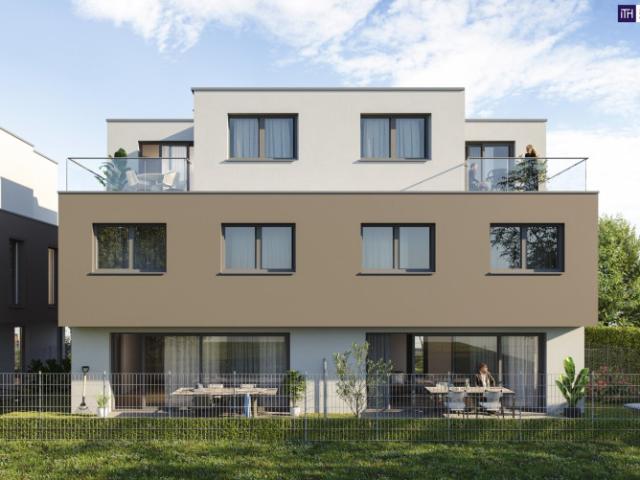 Baustart ist bereits erfolgt! Einziehen und Wohlfühlen: Neubau Duo mit Garten und Terrasse in Wien! Erstbezug! Deckenkühlung! Luft/Wasser Wärmepumpe!