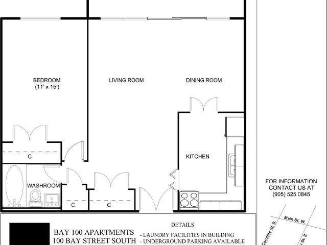 Bay 100 Apartments 1 Bedroom Apartment for Rent at 100 Bay St S, Hamilton, ON L8P 3H3 Durand
