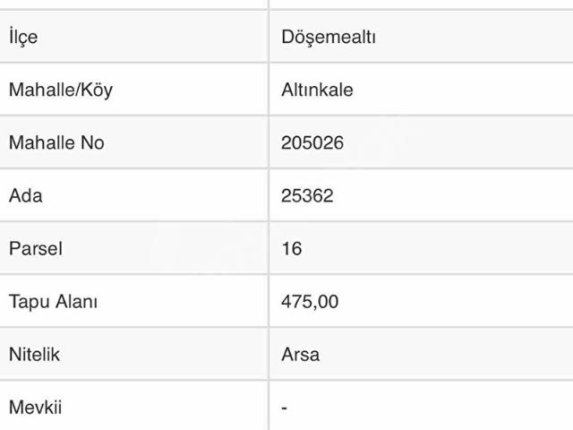 Benim Evim'den Altınkale 'de 950 m2 imarlı arsa