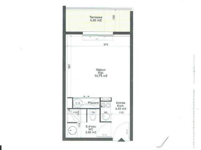 Beau studio 22m² loué vide ou meublé Montpellier