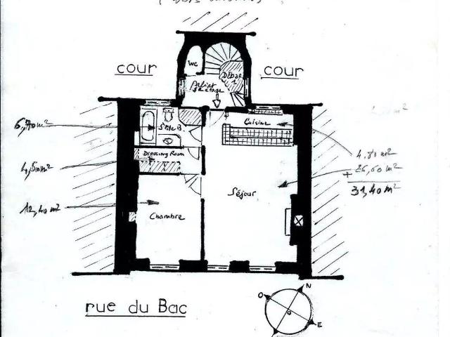 Beau 2P 55m² rue du Bac