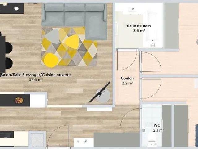 Beau 3 pièces 66m² meublé proche du centre et Fac